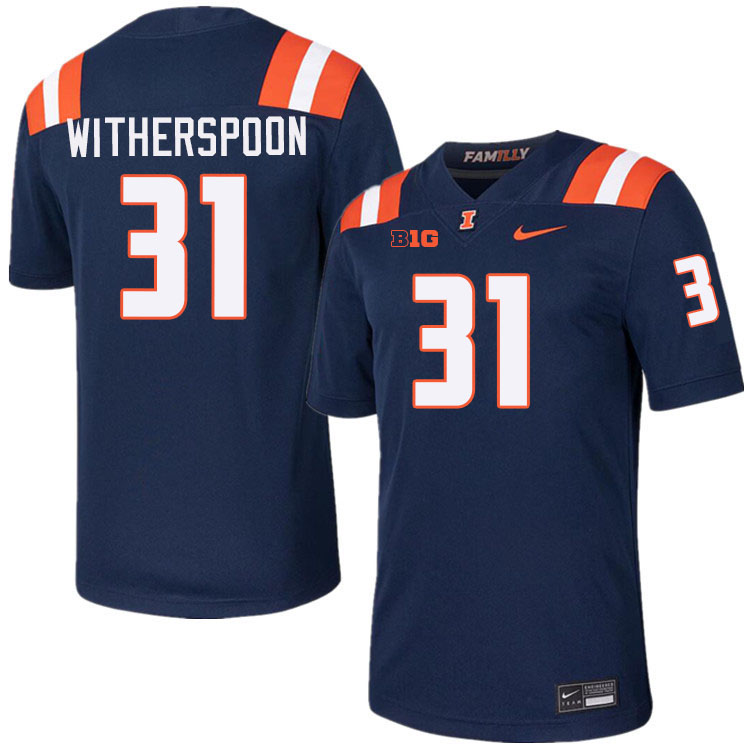 #31 Devon Witherspoon Illinois Fighting Illini Football Jersey,Uniforms-Navy